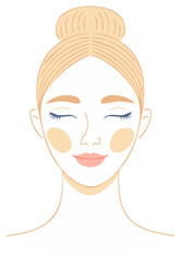 Illustration of a woman with eyes closed and blush