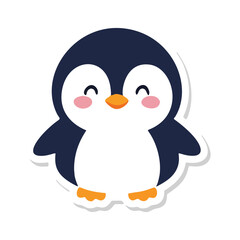 Obraz premium Happy and cute cartoon penguin with rosy cheeks and a big smile