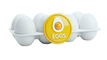 Egg carton with stylized egg logo and text