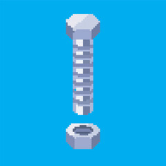 Bolt pixel art, illustration on isolated background.