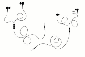 Minimal earphone and headset vector icons for audio and communication themes. Perfect for music platforms, call services, and digital device graphics.