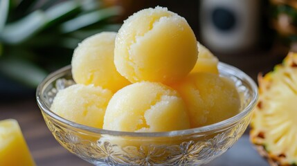 Deliciously refreshing pineapple sorbet, a perfect tropical treat for hot days, made with fresh fruit