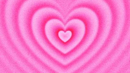 Dreamy pink heart tunnel with grain effect and gentle color gradient created from thousands of individual dots. Valentine&rsquo;s Day concept with romance, sweetness and emotional warmth for greeting cards
