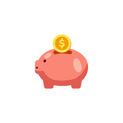 illustration of a piggy bank, a traditional container used for saving money. 