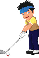 boy playing golf