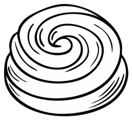 Simple hand drawn style illustration of a sweet swirled pastry bun or delicious creamy frosting