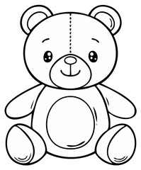 Cute Teddy Bear Outline Illustration for Children's Coloring Book Activities and Educational Resources