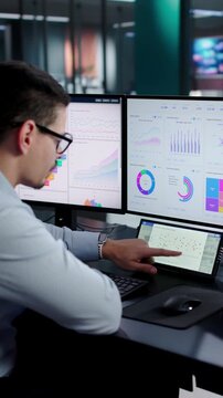 Strategist Working On Real-time Financial Data Analytics Dashboard
