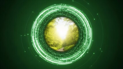 Abstract Earth with Green Energy Rings.