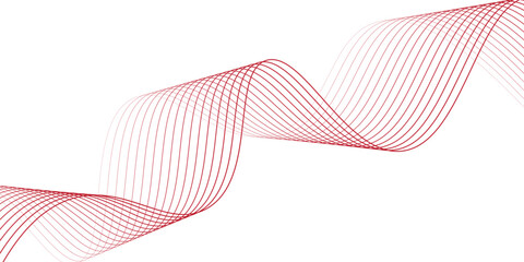 Red stripes on a white background. Creative line art. Red waves with lines. Curved wavy line, smooth stripe.