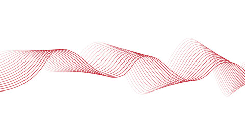 Red stripes on a white background. Creative line art. Red waves with lines. Curved wavy line, smooth stripe.