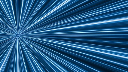 Fototapeta premium Blue and white light rays emanating from center point lines abstract