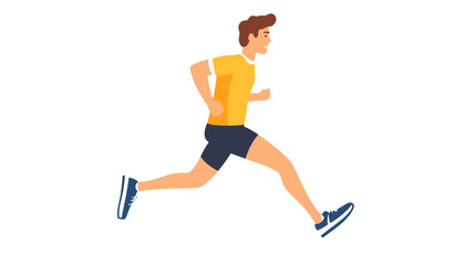 Man Running in Yellow Shirt and Shorts.