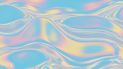 Iridescent holographic foil texture with wavy lines, shimmering pastel colors, abstract background