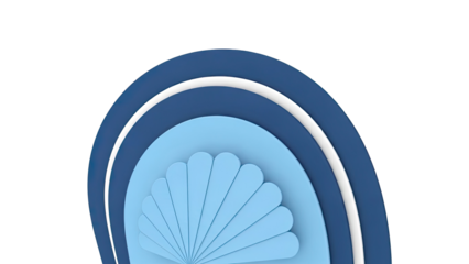 Abstract Blue and White Archway with Layered Fan Shape