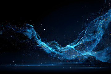 Glowing blue network connections flowing across a dark background with a futuristic and technological feel.