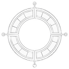 Fototapeta premium Circular decorative element with segments and a serrated outer edge