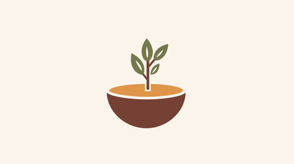 Fototapeta premium Small Green Plant Growing in Pot.