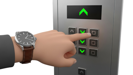 Hand pressing elevator button