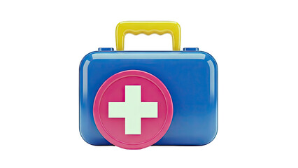 Obraz premium 3D Render of a Blue First Aid Kit with Red and White Cross