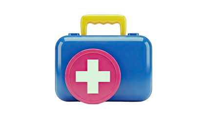 3D Render of a Blue First Aid Kit with Red and White Cross