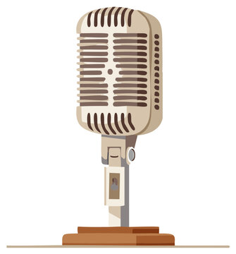 Vintage Microphone Illustration Retro Design for Recording Studio Concept or Music