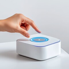 Interactive smart device usage modern home technology showcasing contemporary environment close-up view innovation exploration