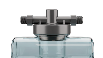3D Render of a T-Connector with Male Threads on a Glass Vessel