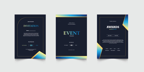 Invitation celebration with golden element decoration for luxury elegant vip royal poster. Luxury wedding invitation card or event set with minimalist gold decoration