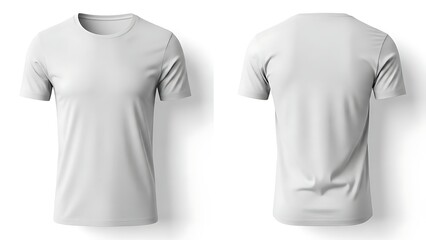 White T-shirt front and back view, blank casual apparel clothing