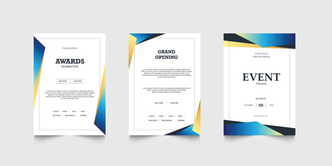 Invitation celebration with golden element decoration for luxury elegant vip royal poster. Luxury wedding invitation card or event set with minimalist gold decoration