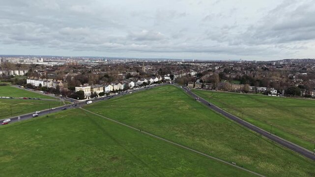 Blackheath southeast London UK Panning drone aerial
