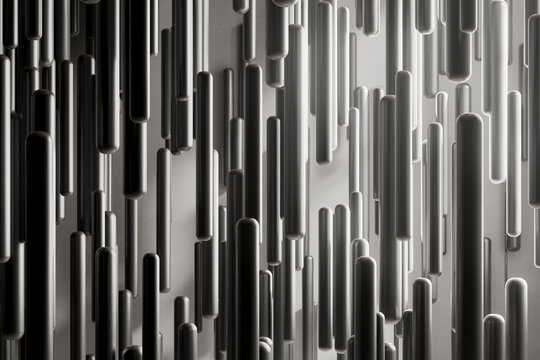 Abstract vertical bars installation in grayscale