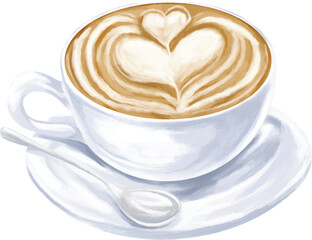 Cappuccino Coffee Cup with Creamy Foam Illustration