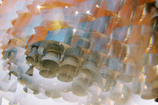 Rocket Engines Under Sunlight at Aerospace Facility