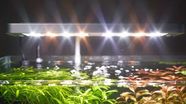Aquarium Light Illuminating Water With Plants Changing From Warm to Cool