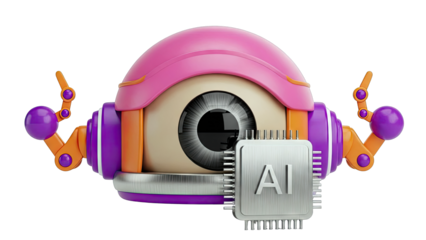 Cute AI Robot with Eye and Microchip