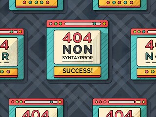 Glitch Art Error Message Pop-Up Seamless Pattern