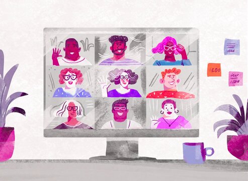 video conference on a computer monitor