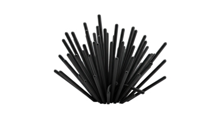 Abstract black spiky sculpture on a white background