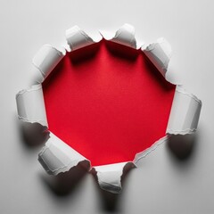 Torn white paper reveals a vibrant red center, suggesting a breakthrough or revelation