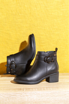 Black leather boots