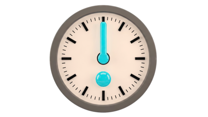 Modern Clock with Cyan Hands and Marker at 12