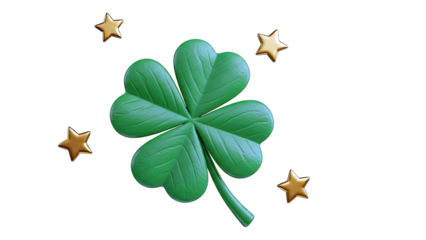 Four-leaf clover with gold stars