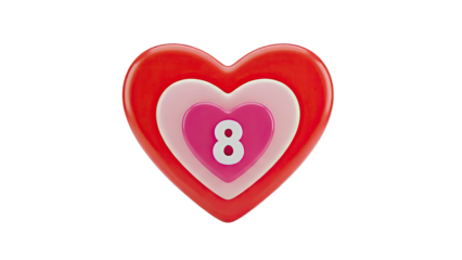 Layered Heart with Number 8