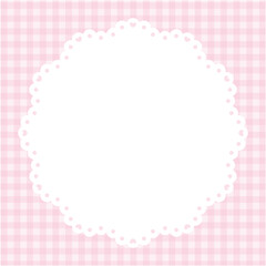 かわいいレースフレームのベクターイラスト。ギンガムチェック、枠