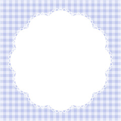 かわいいレースフレームのベクターイラスト。ギンガムチェック、枠