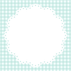 かわいいレースフレームのベクターイラスト。ギンガムチェック、枠
