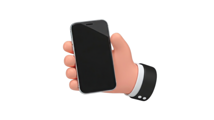 Cartoon hand holding a smartphone