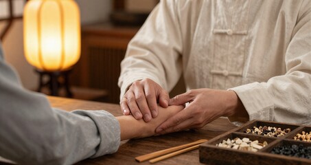 Traditional Chinese medicine practitioners take the pulse and ask questions